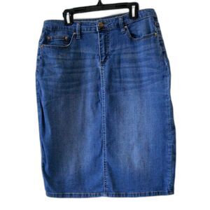 We Love Denim / Renuar Women Blue Denim Pencil Skirt Size 42 Zip Closure Pockets